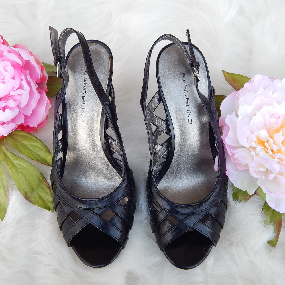 Bandolino Leather Peep Toe Slingback Heels